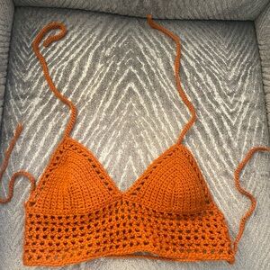 Handmade Light Brown/Orange Crochet Bralette_ size XS